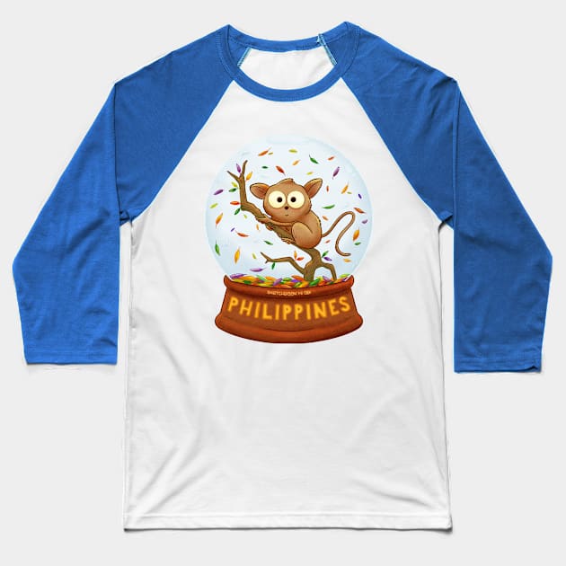 Tarsier “Leaf” (Snow) Globe Baseball T-Shirt by Sketchbook ni Abi